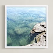 "Cliff View I" - Art Print in Aqua by Karen Kaul - Framed