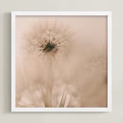 "Dandelion IV" - Art Print in Soft Beige by Rasa Puzinaite - Framed