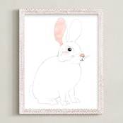 "Blushing Bunny" - Art Print in Blush by Molly Schafer - Framed