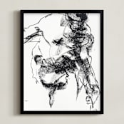 "Drawing 264 - Gesturing Man" - Art Print in Rich Ebony by Derek overfield - Framed