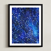 "Constellations" - Art Print in Deep blue by Alexandra Dzh - Framed