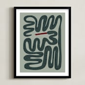 "Squiggly Snake" - Art Print in Cactus by Jenna Holcomb - Framed