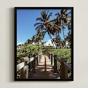 "Palm Tree Pathway" - Art Print in Dark Green by Christian Florin - Framed