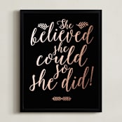 "She Did" - Art Print in black by Mely D Lozano - Framed