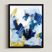 "Swimmingly" - Art Print in Sea Blue by Katie Craig - Framed