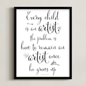 "Every Child is an Artist" - Art Print in Black by Gray Star Design - Framed