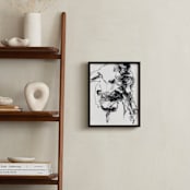 "Drawing 264 - Gesturing Man" - Art Print in Rich Ebony by Derek overfield - In a Room