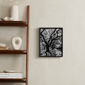 "Curly Tree Alley in Oahu" - Art Print in Strong Black and White by Rasa Puzinaite - In a Room