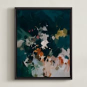 "Blue Hour" - Art Print in Deep Teal by Parima Studio - Framed Canvas