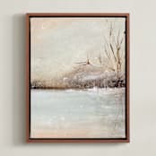 "Winter Walk 2" - Art Print in Peach by Lindsay Megahed - Framed Canvas