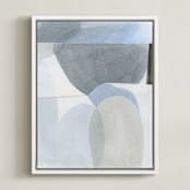 "Construct 3" - Art Print in Soft Blues by Ashleigh Ninos - Framed Canvas