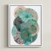 "Grey Thoughts" - Art Print in Teal by Maggie Ramirez Burns - Framed Canvas