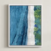 "Indigo Sea" - Art Print in Indigo Sea Blue by Denise Wong - Framed Canvas