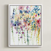 "Wildflowers" - Art Print in rose by Lindsay Megahed - Framed Canvas