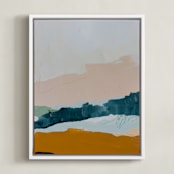 "Moving Mountains I" - Art Print in River Blue by Kayla King - Framed Canvas