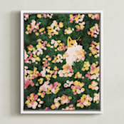 "Flower Meadow Cat" - Art Print in Daffodil Yellow by Sabrina Excene - Framed Canvas