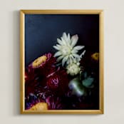 "Dark Fall Flowers" - Art Print in dark denim by Katie Buckman - Framed