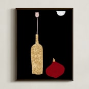 "Flower, onion, and a wine bottle" - Art Print in Red onion by Sonya Percival - Framed