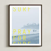 "Pray for Surf" - Art Print in white by Eric Clegg - Framed