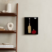 "Flower, onion, and a wine bottle" - Art Print in Red onion by Sonya Percival - In a Room