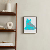 "Cat Playing Poker" - Art Print in Bright Blue by Hannah Graham - In a Room