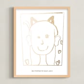 "Your Drawing As Foil Art Print" - Custom Foil Print in Gold by Minted - Framed