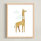 "Long Neck Friend" - Art Print in Giraffe by 2birdstone - Framed