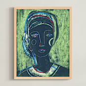 "Resilient III" - Art Print in Peacock Blue by Carol Barber - Framed