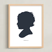 "Silhouette: Custom Print with Text" - Custom Print in Midnight Blue by Minted - Framed
