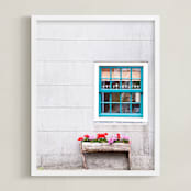"A Little Window" - Art Print in White Grey by Alexandra Feo - Framed