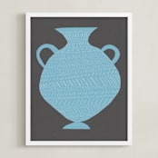 "Amphora (blue)" - Art Print in Silver Sky Blue by Elliot Stokes - Framed