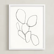 "Cactus Line Drawing" - Art Print in dusty white by Amanda Phelps - Framed