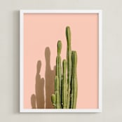 "Palm Desert Cactus" - Art Print in Peachy Pink by Lisa Sundin - Framed