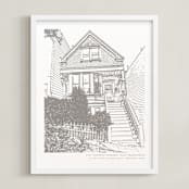 "House: Portrait Custom Letterpress Print" - Custom Letterpress Print in Warm Gray by Minted - Framed
