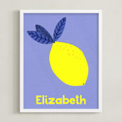 "My Fruity Family" - Personalized Art Print in Lemon by Marta Crea - Framed
