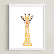 "baby animal.giraffe" - Art Print in merigold by Cass Loh - Framed