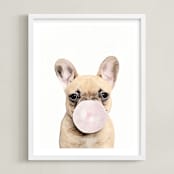 "Bubblegum animals" - Art Print in white by Maja Cunningham - Framed