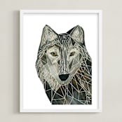 "Senor Wolf" - Art Print in Shadow by Sarah Fitzgerald - Framed
