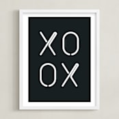 "Neon Series II: XOXO" - Art Print in white by AK Graphics - Framed
