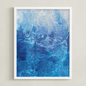 "Magnificient Glacier" - Art Print in Glacial Blue by Roopali - Framed