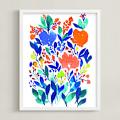 "hand painted flowers_5h" - Art Print in orange by Ramoncita - aticnomar - Framed
