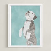 "Please" - Art Print in Blueish by Johanna Phillips Huuva - Framed