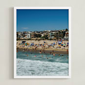 "Beach IV" - Art Print in Sky Blue by Jennifer Little - Framed