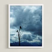 "Crows" - Art Print in grey day by XL - Framed