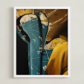 "Weathered Home" - Art Print in Deep Teal by Erin Niehenke - Framed