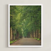 "The Street I Live On" - Art Print in Foggy Green by Erin Niehenke - Framed