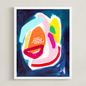 "Lake at Sunset" - Art Print in Lake Blue by Jennifer McCully - Framed