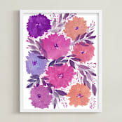"HAND PAINTED FLOWERS_4J" - Art Print in pink by Ramoncita - aticnomar - Framed