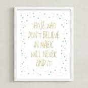 "Believe in Magic  " - Art Print in Gold  by Gray Star Design - Framed