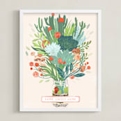 "Little Terrarium Succulent Illustration" - Art Print in Succulent Green by Paper Raven Co. - Framed